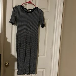 Women’s black and white striped midi dress